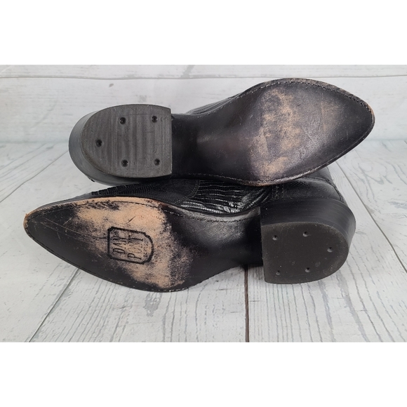 Dan Post 7.5 Medium Cowboy Boots Black Lizard Leather Great Western Boot Co - Picture 6 of 8